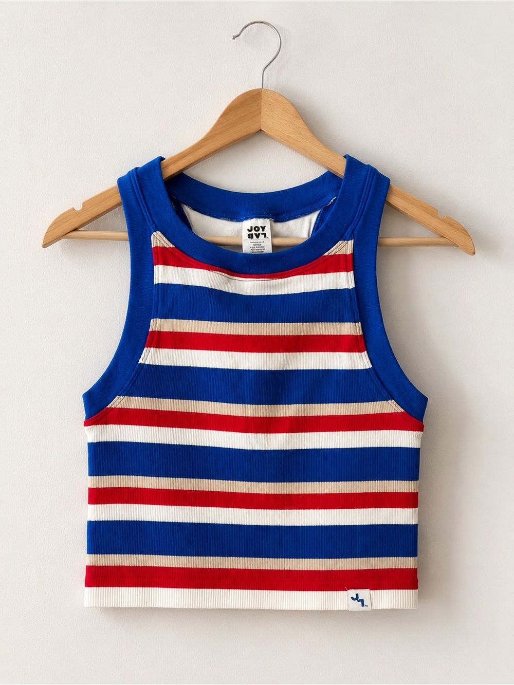 JoyLab Striped Rib Knit Tank Top Blue Red White Size XS